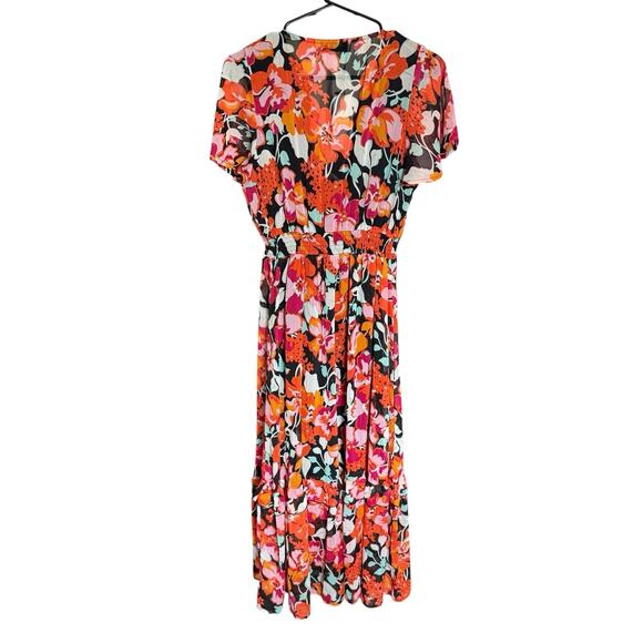Axara Paris Maxi Dress Floral Orange Ruffle Small Bohemian Boho Hippie - Picture 4 of 8